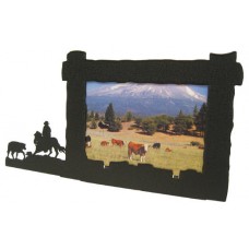 Cutting Horse black metal 4x6H picture frame   180301233785